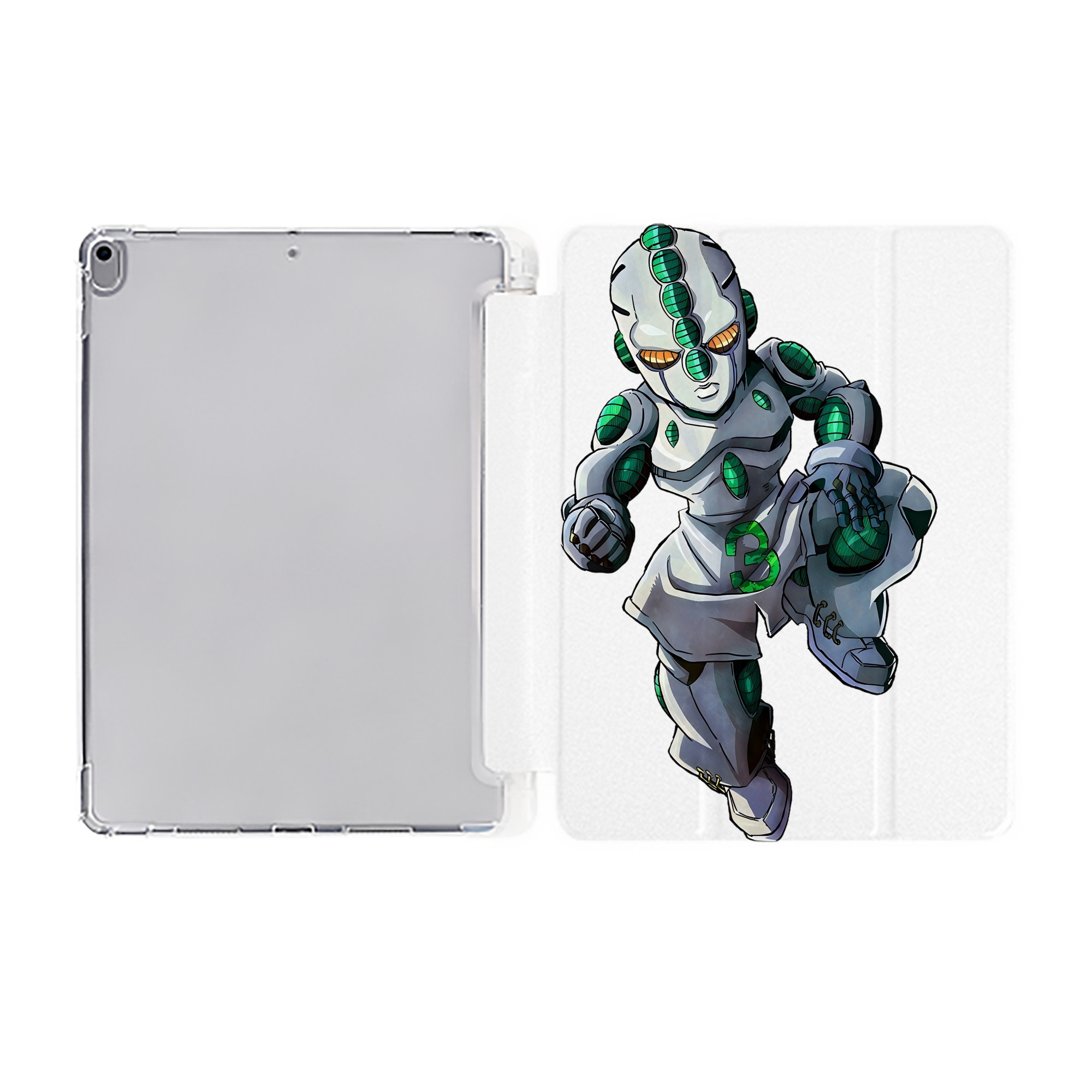 （画像用） ジョジョの奇妙な冒険 広瀨康一 JoJo's Bizarre Adventure Hirose Koichi IPad ケース ペン収納付き 三つ折りスタンド PUレザー×シリコン 対応機種9.5/10.5/10.9インチ